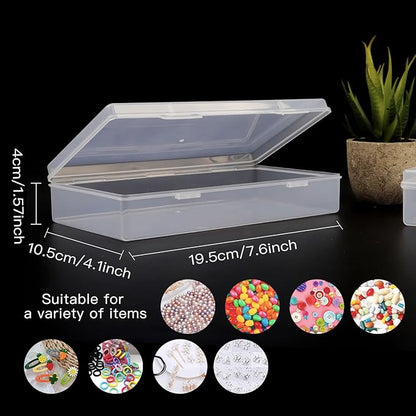 Coobbar File Portable Project Case, 6 Pack Plastic Storage Boxes for Scrapbook Paper, Documents, Magazines - A4 Paper Case (7.7 x 4.1 x 1.6 Inches)