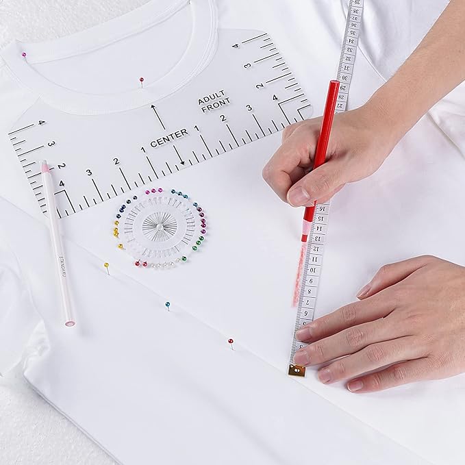 12pcs Tshirt Ruler Guide for Vinyl Alignment, T Shirt Measurement Accessories Tools for Cricut Heat Press & Cameo & HTV Transfer Vinyl, Stocking Stuffers Gifts for Women，Christmas Gifts for Mom