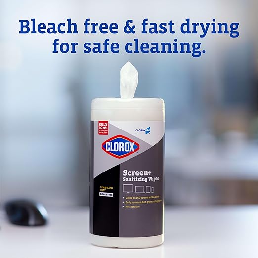 CloroxPro Clorox Screen+ Sanitizing Wipes, Bleach Free Cleaning Wipes, Citrus Blend Scent, 75 Count