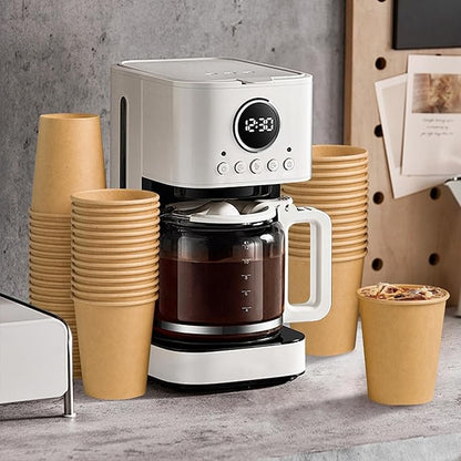 1000 Pack 8 oz Paper Cups, Brown Kraft Disposable Paper Coffee Cups, Unbleached Paper Cups for Hot/Cold Beverage Party, Picnic, Travel, and Events.