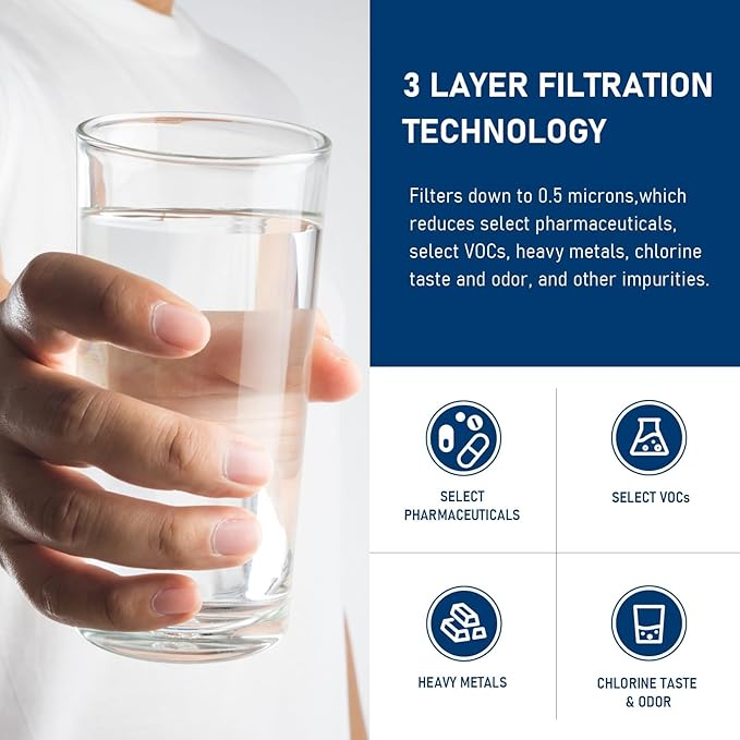 Filter 1 Water Filter Replacement, Compatible with EveryDrop Filter 1, Kitchenaid KAD1RXD1, Whirlpool WRS325SDHV, WRS325SDHW, WRS315SDHW, WRS315SDHM, WRS315SDHT, WRS331SDHW, 2 Pack