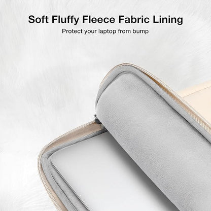 MOSISO 15-15.6 inch Laptop Case, 16 inch Puffy Laptop Sleeve Compatible with MacBook Pro 16 M4 M3 M2 M1, HP, Dell, ASUS, Lenovo Notebook, Rectangle Quilted Puffer Computer Bag for Women, Sand
