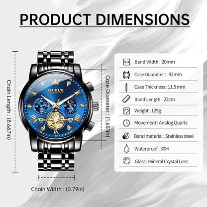 OLEVS Men Silver Watches,Men's Stainless Steel Chronograph Watch,Man Analog Quartz Big Face Male Watches Luxury Waterproof Roman Numeral Dress Diamond Relojes para Hombre