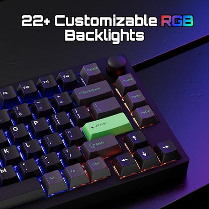 LEMOKEY P1 HE 75% Wireless Custom Mechanical Gaming Keyboard with Gateron Double-Rail Magnetic Switches Full Assembled Knob Version - Black