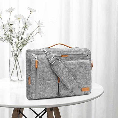 MOSISO 360 Protective Laptop Shoulder Bag,14 inch Computer Bag Compatible with HP Lenovo Dell ASUS Acer, HP, Dell Latitude, Lenovo,Side Open Messenger Bag with 4 Zipper Pockets&Handle, Gray