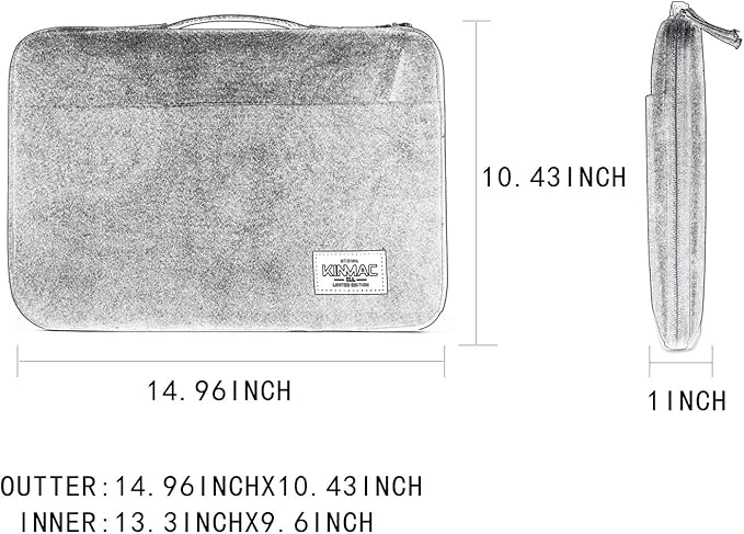 Kinmac 360 Degree Protective Laptop Sleeve Case Bag with Handle for MacBook Air 15 inch and 15 inch-15.6 inch HP Lenovo Dell ASUS Acer Notebook Computer (Black Maple)