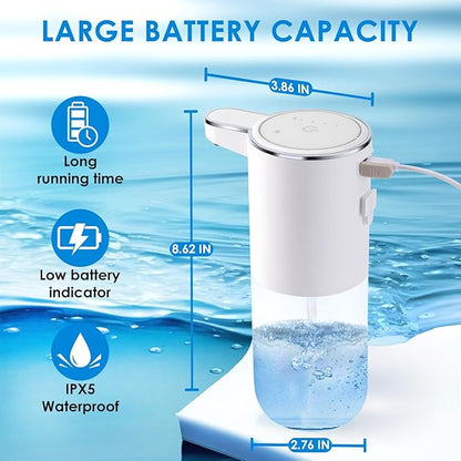 Automatic Foaming Soap Dispenser, Touchless Foam Hand Soap Dispenser for Bathroom, 4-Level Adjustable,13.5oz/400ml, Wall Mounted, Rechargeable