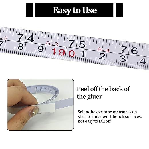 2 Pcs Self-Adhesive Measuring Tape,Imperial & Metric Tape Measure Sticker Ruler,Measure Workbench Ruler for Woodworking,Saw,Drafting Table, 157Inch,White