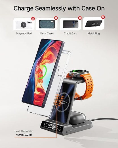 Wireless Charger for Samsung, 3 in 1 Wireless Charging Station for Samsung Galaxy S25 Ultra/S24 Ultra/S23/S22/Z Flip 7/Fold 6, Charger for Samsung Galaxy Watch Ultra/8/7/6, Galaxy Buds 3/3 Pro