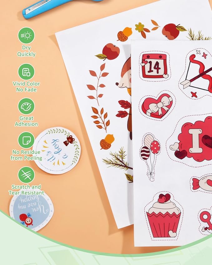 QYH Translucent Sticker Paper for Inkjet Printer – 50 Sheets 8.5"x11" Semi-Clear Printable Vinyl Sticker Paper, Waterproof Self-Adhesive, Compatible with Cricut, Labels & DIY Crafts
