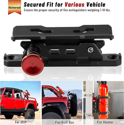 Fire Extinguisher Mount for Vehicle - Quick Release Fire Extinguisher Bracket Holder for Jeep Wrangler JT, TJ, JL, JKU, UTV, Polaris RZR, Ranger, Can-Am X3, Yamaha, ATV, Tractor – Corrosion-Resistant
