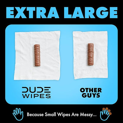 DUDE Wipes - Double Deuce - Two-In-One On-The-Go Flushable Wipes - 2 Pack, 80 Count - Unscented Extra-Large Individually Wrapped with Vitamin E & Aloe - Septic and Sewer Safe
