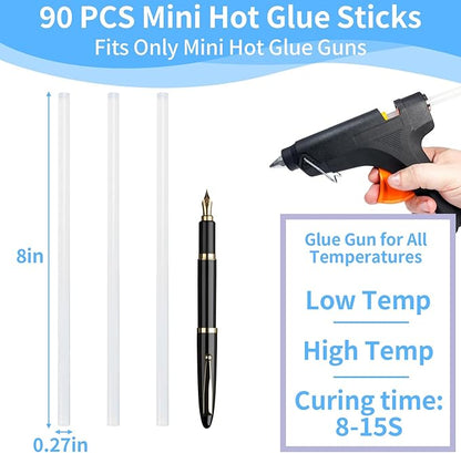 Mini Hot Glue Sticks Bulk, Clear Glue Gun Sticks for Metal, Wood, Glass DIY Art Craft & School Projects Craft, Bond (Clear,8" X 0.27")