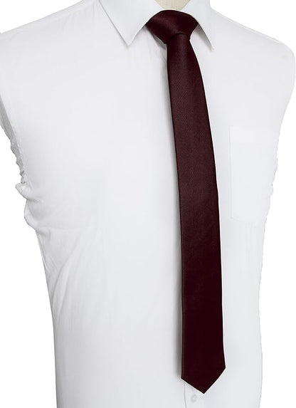 JEMYGINS 2.4" Solid Color Skinny Tie Slim Necktie for Men
