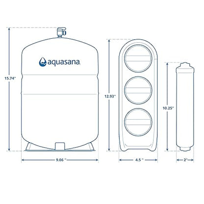 Aquasana SmartFlow® Reverse Osmosis Water Filter | RO Under Sink System | WQA Certified up to 99.99% of 90 contaminants Including Fluoride, PFAS, Arsenic, Lead, and Chlorine | Does not Include Faucet
