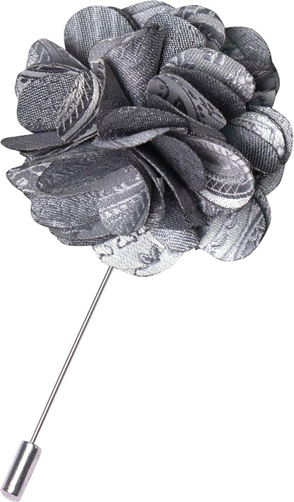 JEMYGINS Mens Paisley Tie and Lapel Pin Necktie Pocket Square and Tie Clip with Sets for Business Casual 4PCS
