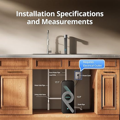 VIOMI® Master M1 Reverse Osmosis Alkaline Mineralization pH+ Water Filter, Lead & PFAS Reduction Under Sink Tankless RO System, NSF/ANSI 372 ETL Tested, Smart Faucet & App Monitor, 1000 GPD, BPA Free