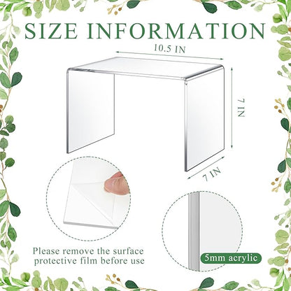 2 Pcs 7 x 10.5 x 7 Inch Large Acrylic Risers Display Stands 5 mm Thick Acrylic Shelf Riser Showcase for Collectibles Jewelry Cupcakes Food Figures Perfume Cabinet (Clear)