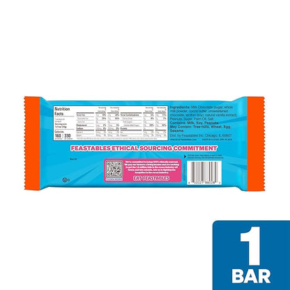 Feastables MrBeast Peanut Butter Milk Chocolate Chocolate Bar, King Size Candy Bar for Adults & Kids, Candy Bars for Snacks, Gifts, & Dessert, Sweet & Creamy Fairtrade Cocoa, 2.1 Oz Each, 10 Count