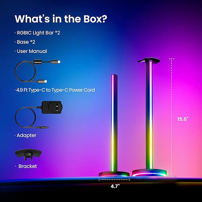 YEELIGHT RGB Smart Light Bars, Dual-Sided 16 Million Colors Gaming Backlight with Music Sync & App Control, 16" Immersive 3-Side Lighting, Real-Time Game Sync, PC/Room Decor
