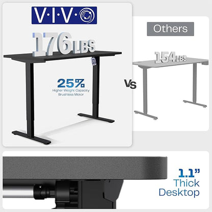 VIVO Electric 60 x 30 in Standing Desk, Memory Height Adjustment, 1B Series, Light Wood Top White Frame, DESK-KIT-1W6C-30