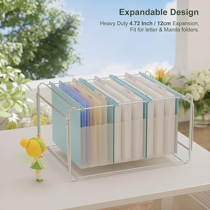 Extra Capacity Hanging File Folders, 4.72" Reinforced Wheat Straw Expanding Hanging Folder Letter Size, Heavy Duty for Filing Cabinets, File Organizer for Office & Home-Sky Blue-3 Packs