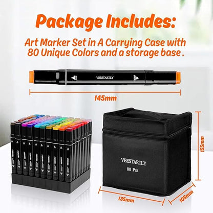 262 Colors Alcohol Markers with Base, Permanent Dual Tip Art Markers for Adults Anime Coloring Sketch Illustrations Pefect for Gift- Refillable