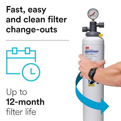 3M Water Filtration Products Replacement Cartridge for Commercial Ice Maker Machines HF90-S for High Flow Series ICE190-S, Reduces Cysts, Sediment, Chlorine Taste and Odor