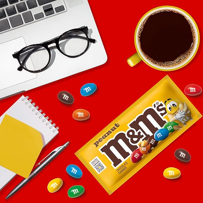 M&M'S Peanut Chocolate Candy, Full Size 1.74 oz Bag, Pack of 48 Bulk Candy Chocolate
