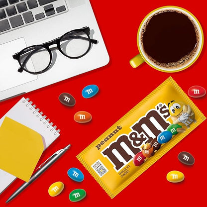 M&M'S Peanut Chocolate Candy, Full Size 1.74 oz Bag, Pack of 48 Bulk Candy Chocolate