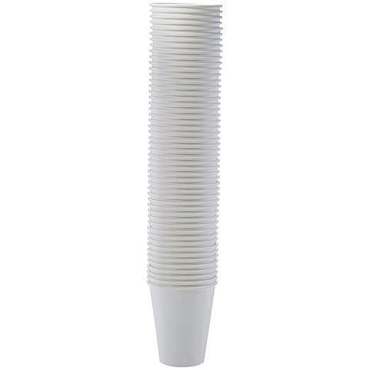 Amazon Basics Compostable Coffee Cups, 12 Ounces, Paper, 1000 Count (Pack of 1), White