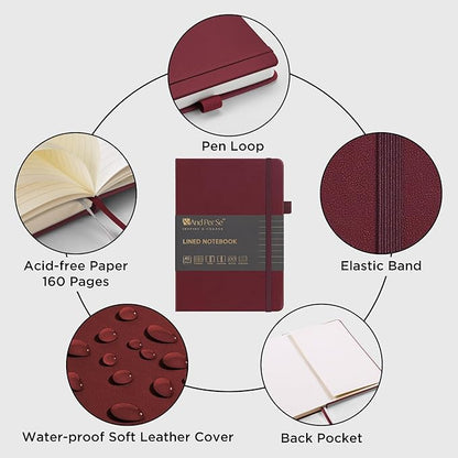 &And Per Se Lined Journal Notebook, 160 Pages, A5 5.7 x 8 inches College Ruled Thick Paper Notebook Journals (1 Pack, Dark Red)