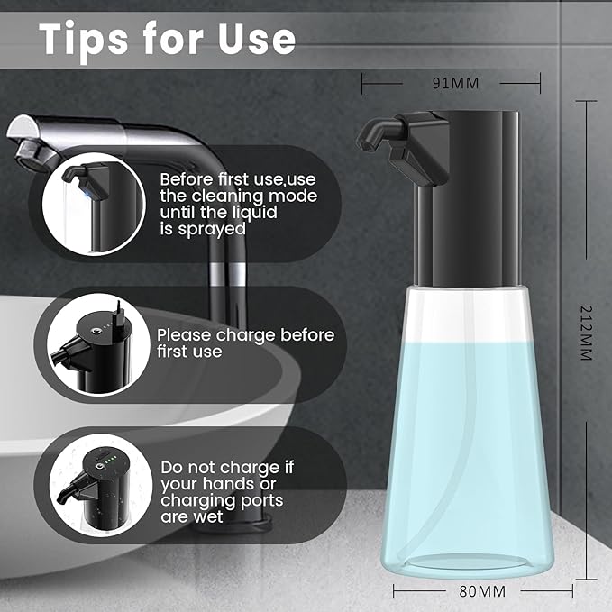 2 Pack Automatic Liquid Soap Dispenser Touchless,Hand & Dish Electric Dispenser 4-Level Adjustable,450ML Waterproof Rechargeable Kitchen Auto Soap Pump,The Bottle is Replaceable