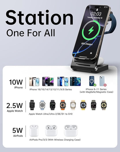 2026 Traveling Portable Wireless Fast Charger for Apple & Android Charging Station,3 in 1 Charging for iPhone 17 16 15 14 13 12, Apple Watch Series & Air pods 4 3 2 Pro,Samsung Galaxy-Gifts for Family