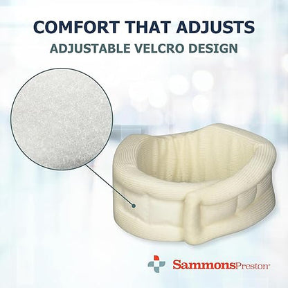 Sammons Preston Universal Contour Cervical Brace, Adjustable Hook and Loop Closure, For Neck Strain, Injury, or Post-Op Surgery, Relieves Neck Pain and Spine Pressure, Cream Color, 2” High
