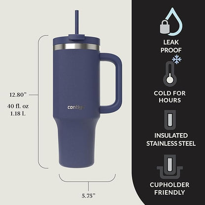 Contigo Tumbler, 40oz Stainless Steel | Vacuum Insulated | Leak-Proof | Cold for 29 Hours | Indigo, Pack of 4