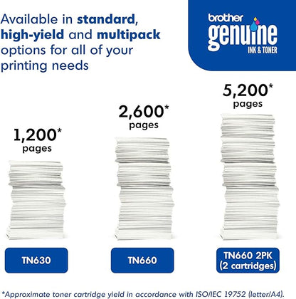 Brother Genuine High-Yield Black Toner Cartridge Twin Pack TN660 2PK (TN6602PK)