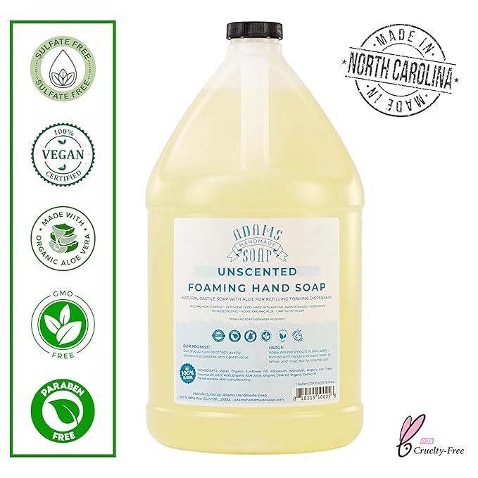 Adams Handmade Soap Thin Castile Foaming Liquid Hand Soap 1 Gallon Refill - Unscented