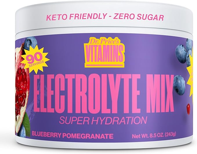 Dr. Price’s Electrolytes Powder Bulk | Blueberry Pomegranate 90 Servings | Sugar Free Hydration Powder with 72+ Trace Minerals | Keto, Vegan, Electrolyte Drink Mix | Doctor-Formulated, Made in USA