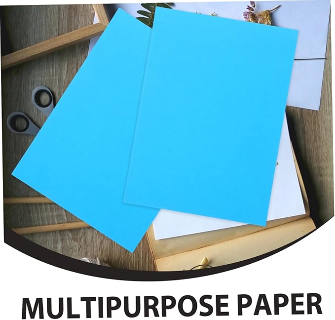 Zerodeko 100pcs Blue Colored Copy Paper Printer Paper for Origami Crafts DIY Art Projects Vibrant Color Reproduction Ink Absorbent Duplex Printing Suitable for Advertising and Design Drafts