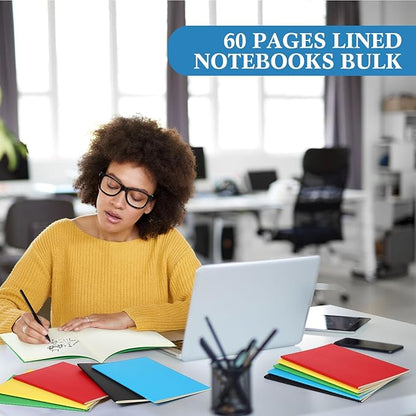 Mimorou 100 Pcs Kraft Notebook Journals 5.5 Inch x 8.3 Inch A5 Softcover Notebooks Bulk for Writing Sketch Office Notepad with 60 Pages 30 Sheets (Multicolor,Lined)
