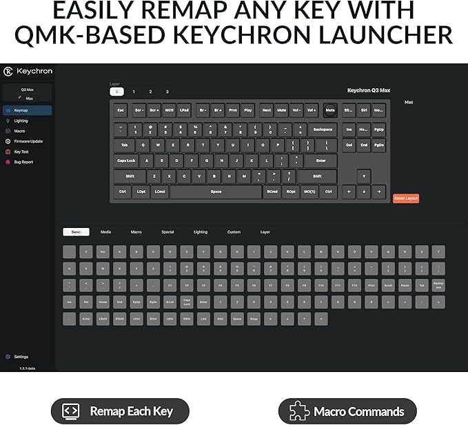 Keychron Q3 Max Wireless Custom Mechanical Keyboard, Full Aluminum 2.4 GHz Bluetooth QMK TKL Layout RGB with Hot-swappable Gateron Brown Switch Compatible with Mac Windows Linux