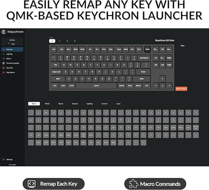 Keychron Q3 Max Wireless Custom Mechanical Keyboard, Full Aluminum 2.4 GHz Bluetooth QMK TKL Layout RGB with Hot-swappable Gateron Brown Switch Compatible with Mac Windows Linux