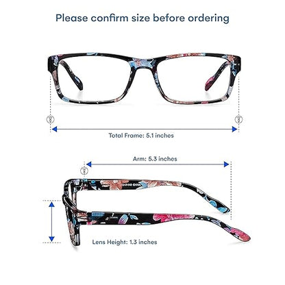 Readerest 2.25 Blue Light Reading Glasses - Lightweight Computer Glasses - Eye Strain, UV Glare Protection (Floral)