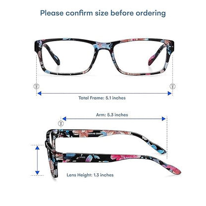 Readerest 2.5 Blue Light Reading Glasses - Lightweight Computer Glasses - Eye Strain, UV Glare Protection (Floral)
