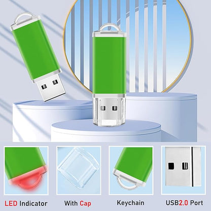 8GB USB Flash Drive 20 Pack Nicepicten Bulk USB Thumb Drives Jump Zip Drive USB 2.0 Memory Stick Flash Drive 8GB with 20PCS Lanyard Label - Green