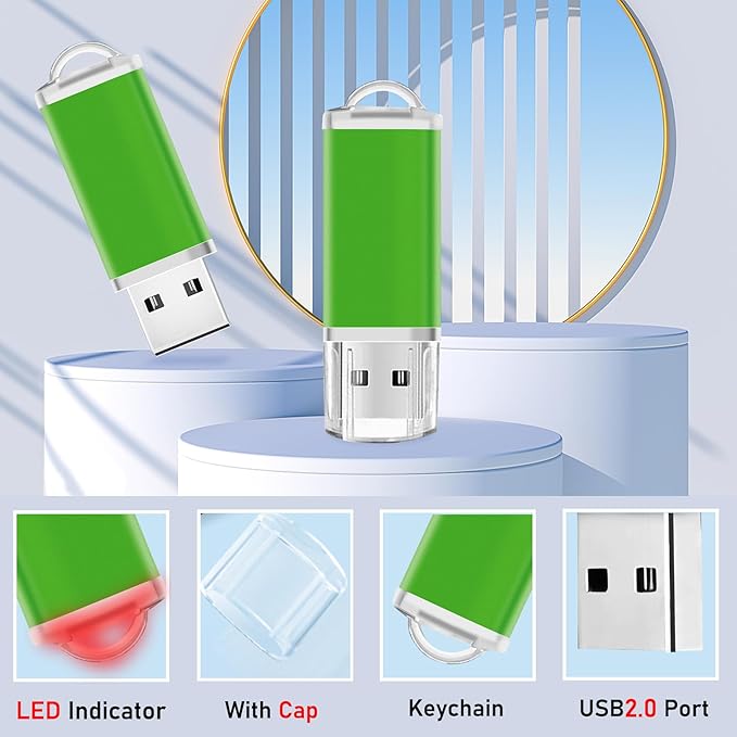 8GB USB Flash Drives 50 Pack Nicepicten Bulk USB 2.0 Thumb Drive 8GB FAT32 Flash Drive Memory Stick Bulk USB Jump Drives Pack, Green