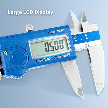 Dasqua Left-Handed Digital Caliper 0-6"/0-150mm Stainless Steel with Large LCD Screen, Dual Unit in/mm, Accuracy ±0.0015"/0.03mm, Resolution 0.0005"/0.01mm, High Precision Caliper Measuring Tool