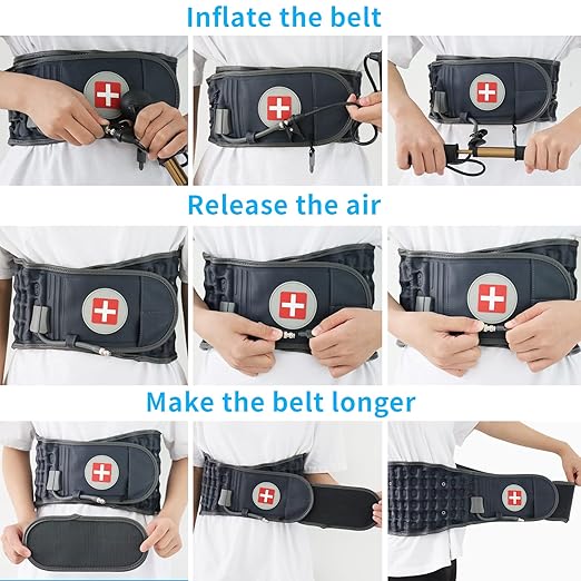 Decompression Back Belt - Lumbar Support Belt for Men & Women Lower Back Pain Relief, Back Traction Device Fits Waist Size 29-49 Inches (Blue)