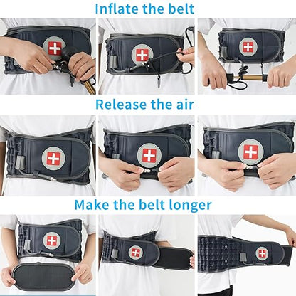 Decompression Back Belt - Lumbar Support Belt for Men & Women Lower Back Pain Relief, Back Traction Device Fits Waist Size 29-49 Inches (Blue)